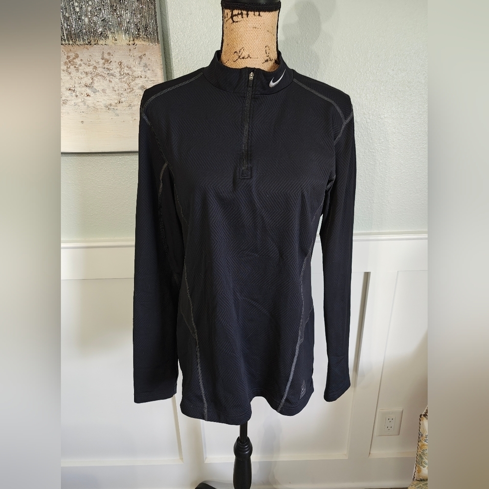 Nike Pro Dri-Fit Black Hyperwarm Quarter-Zip Performance Top